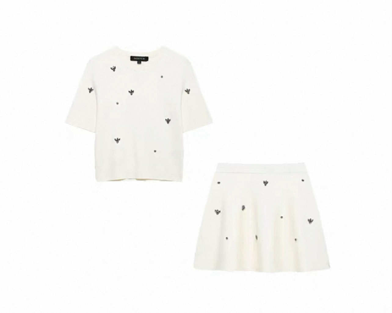 White Embroidered Two-Piece Set