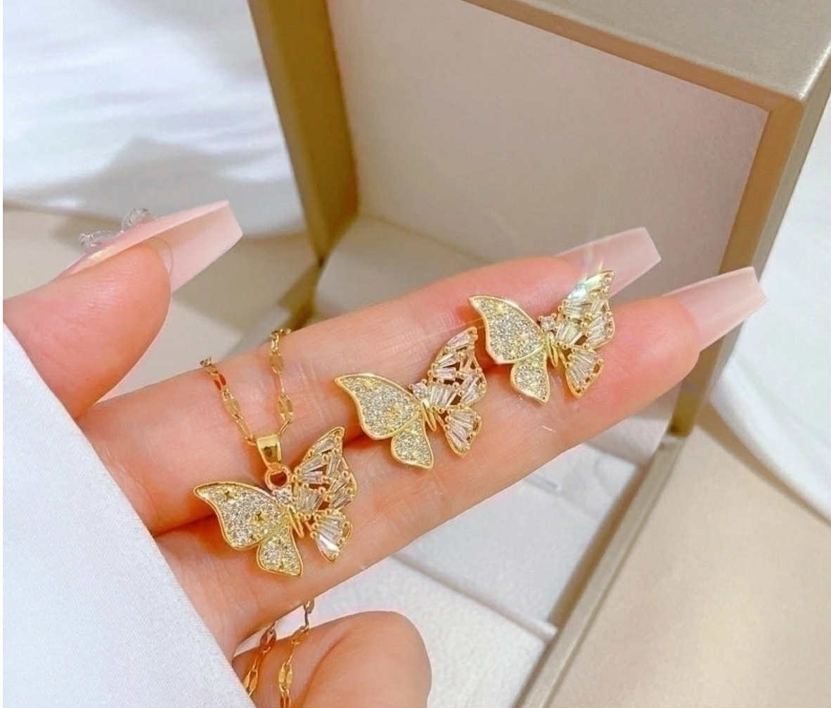 Crystal Butterfly Jewelry Set