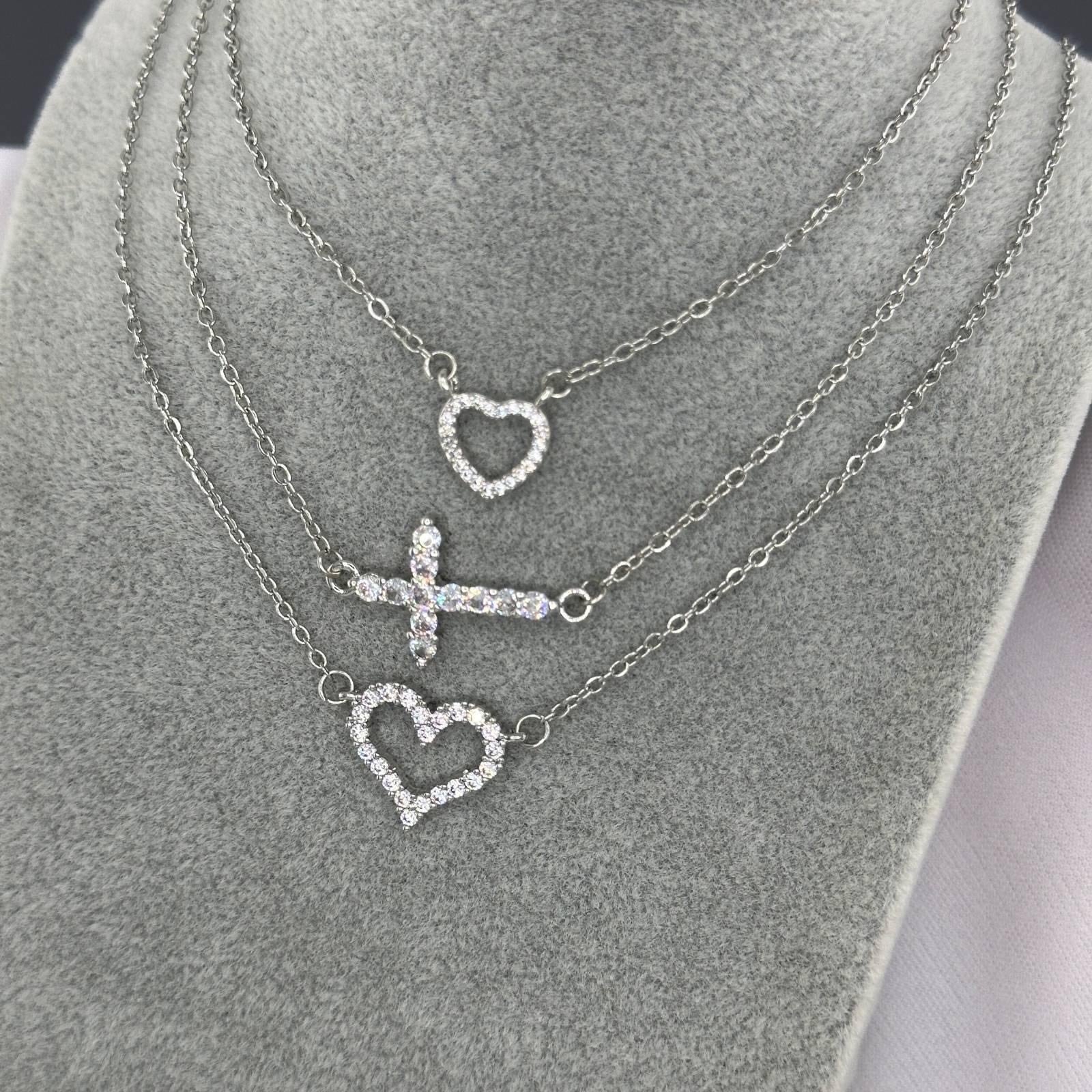 Silver Sparkle Heart -Zircon crystal Necklace