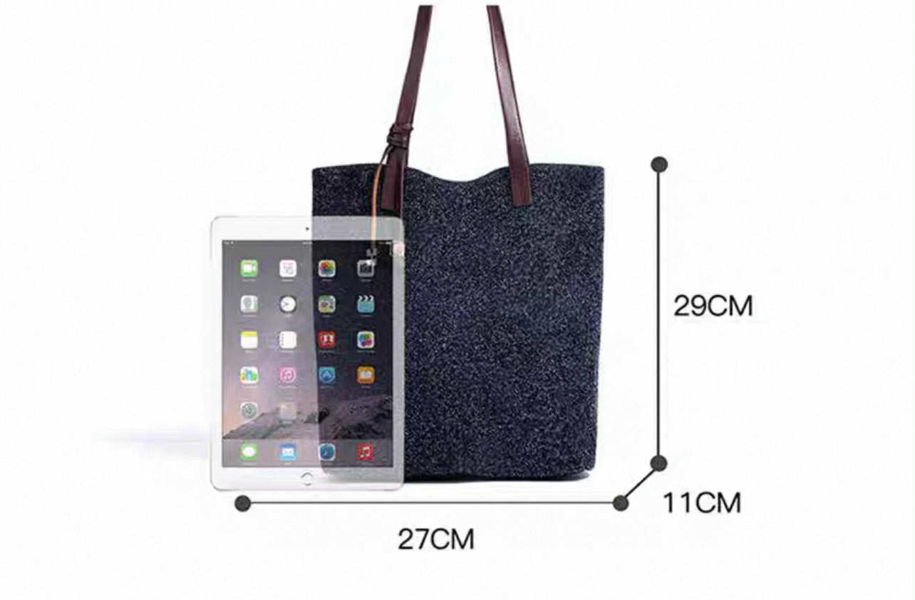 Classic Black Tote With Brown Handles