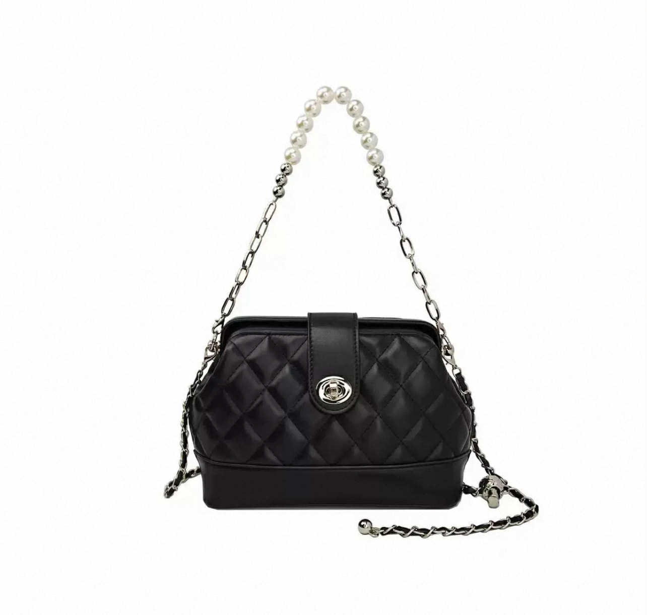 Quilted Pearl Chain Mini Bag
