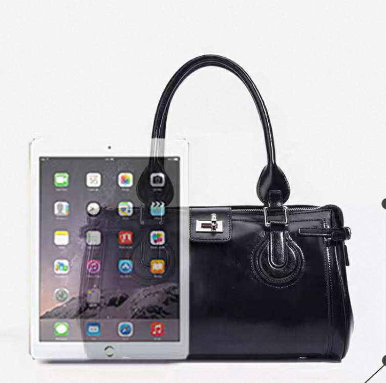 Black Patent Leather Structured Bag