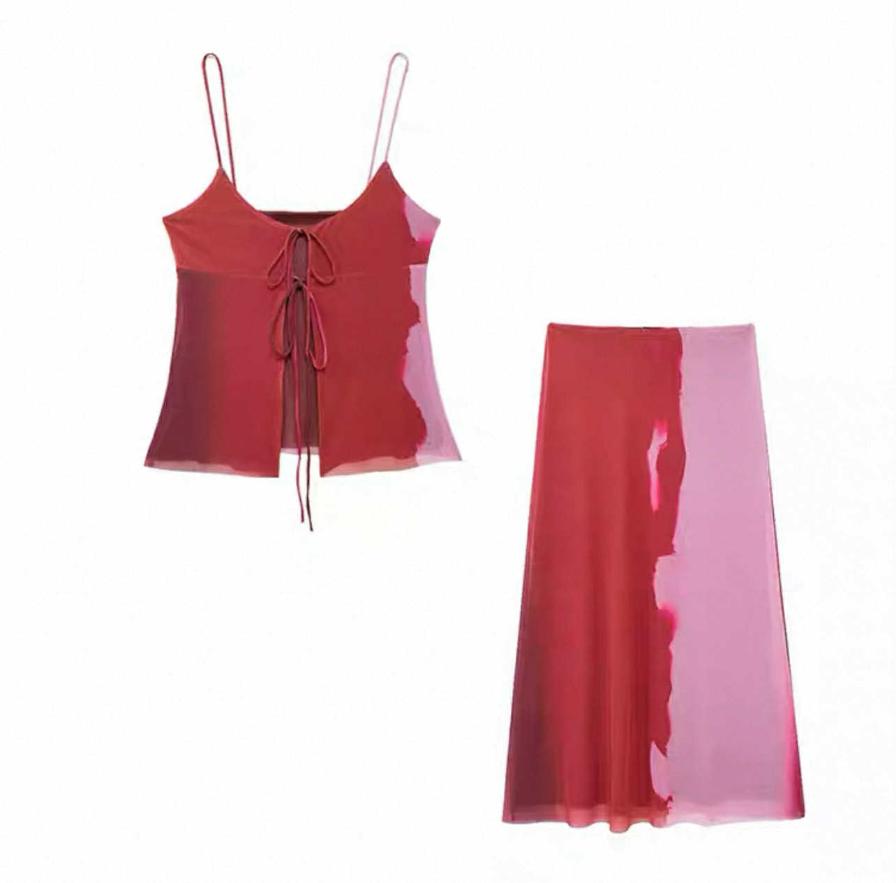 Red & Pink Gradient Two-Piece Set