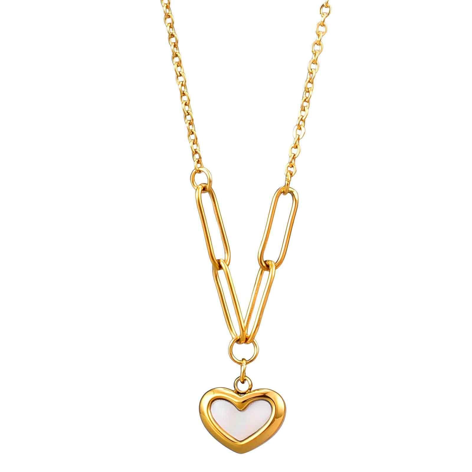 Heart Pendant Link Chain Necklace