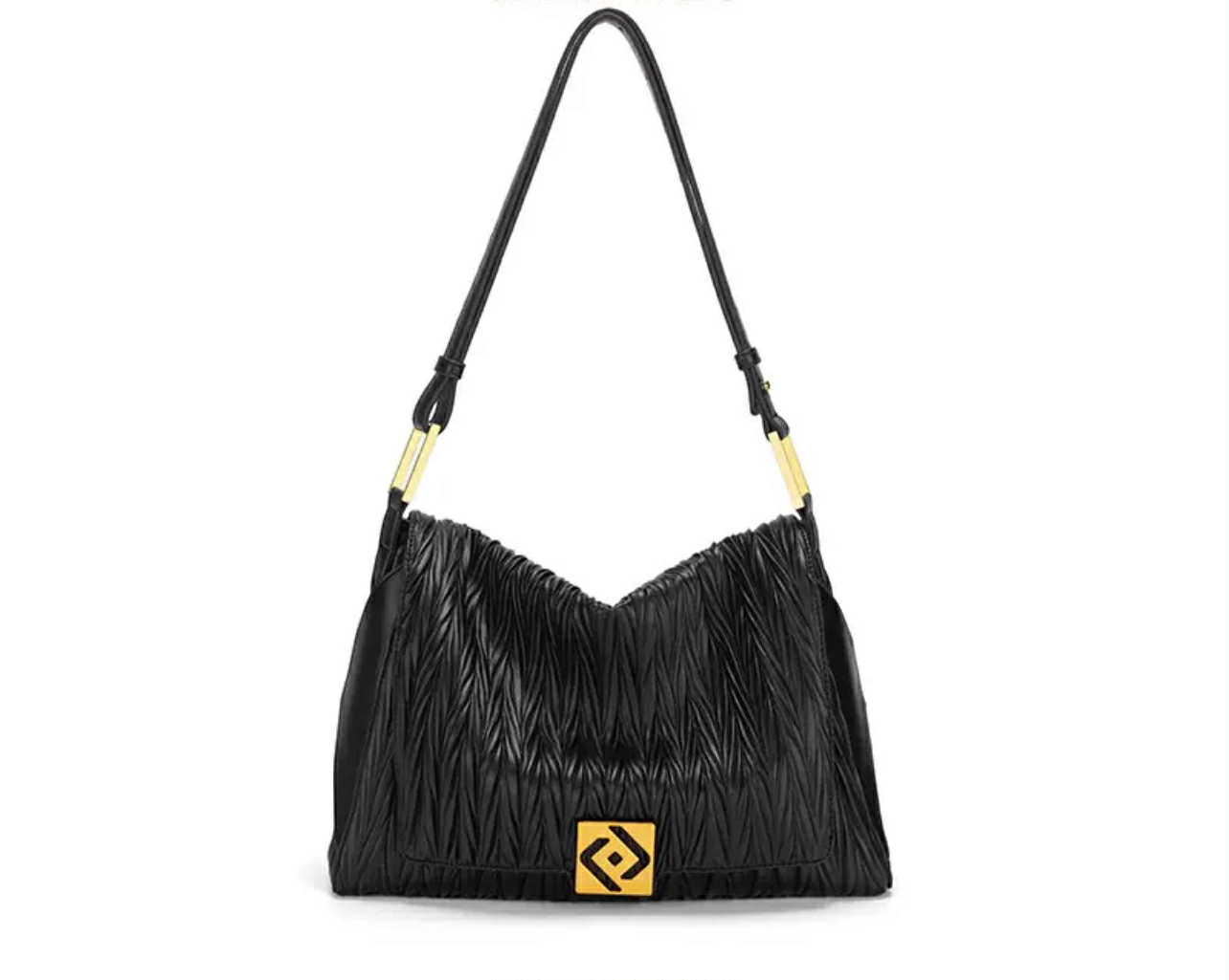 Black  Shoulder Bag with Gold Detail