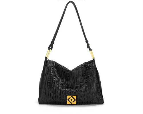 Black  Shoulder Bag with Gold Detail