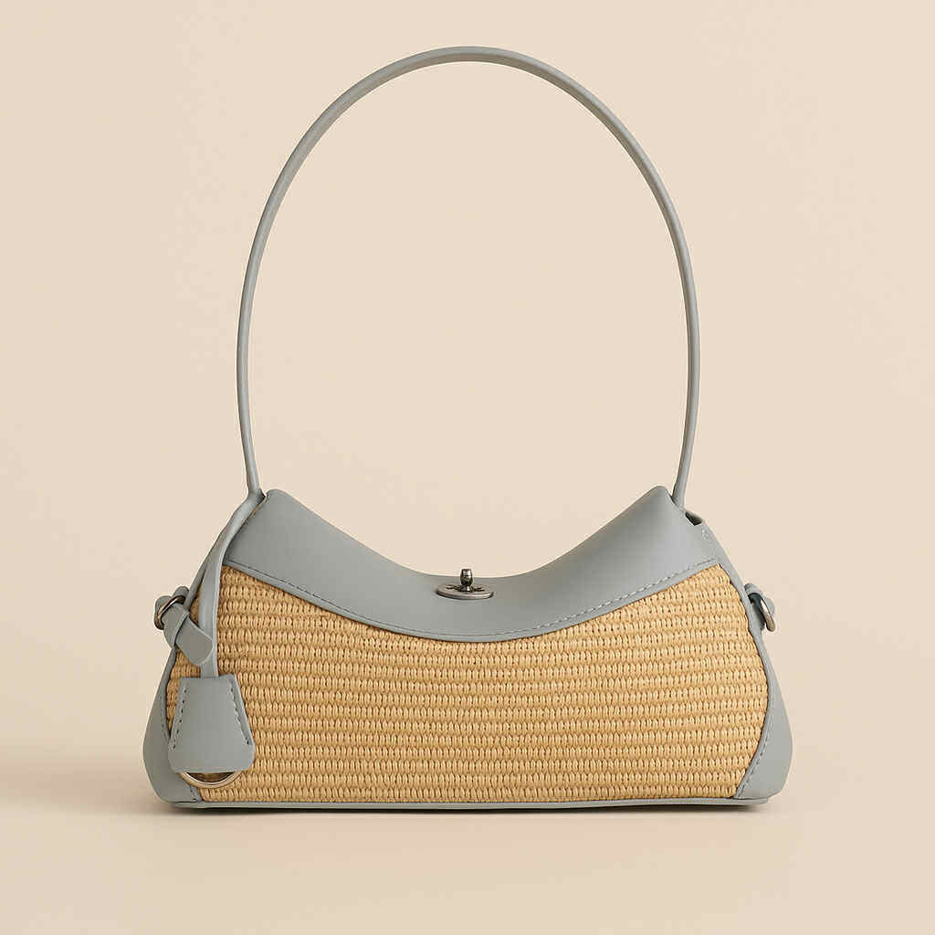 Willow Two-Tone Woven Shoulder Bag