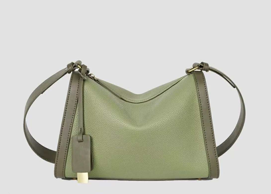 Soft Pebbled Shoulder Bag-Olive Green