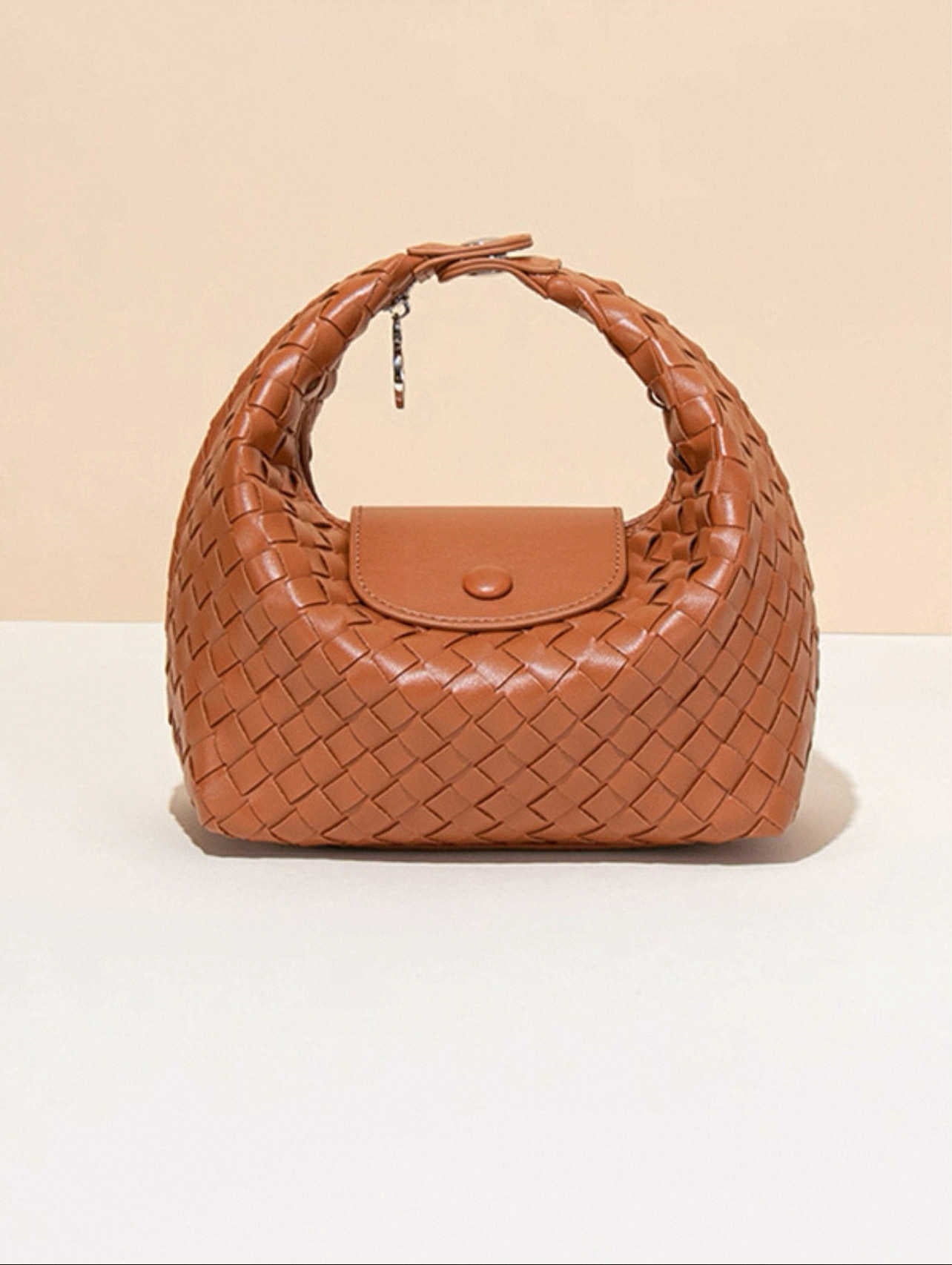 Woven Caramel Hobo Bag