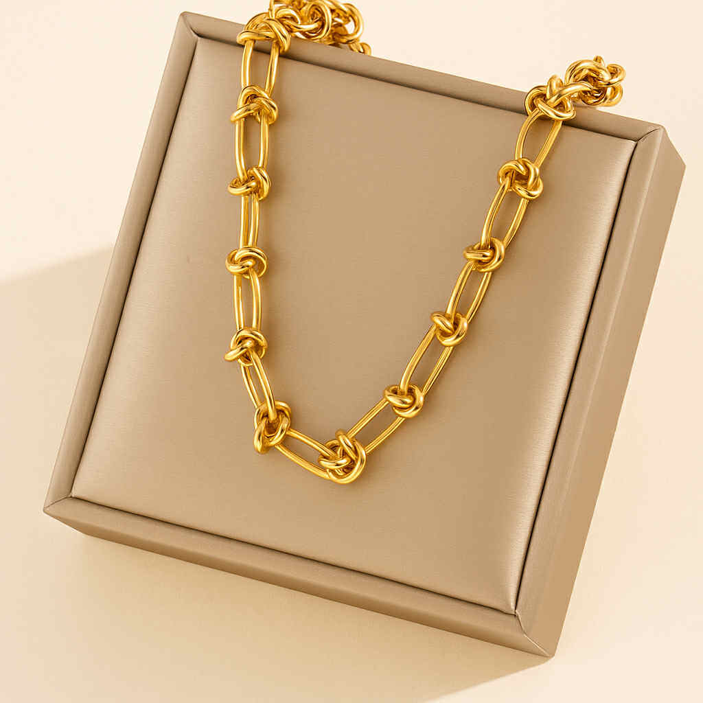 Gold Knot-Link Jewelry Set-Link Necklace