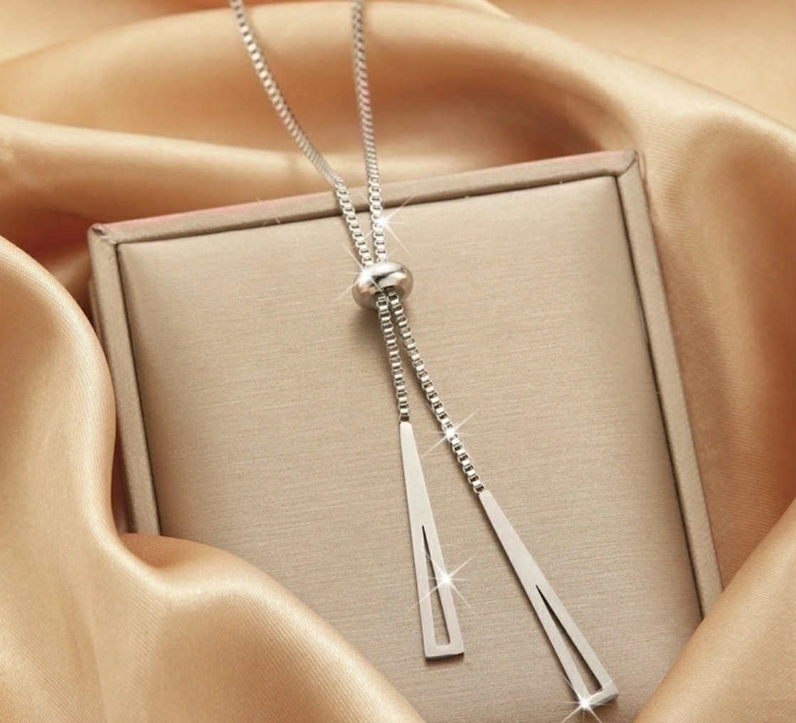 Silver Bar Drop Necklace