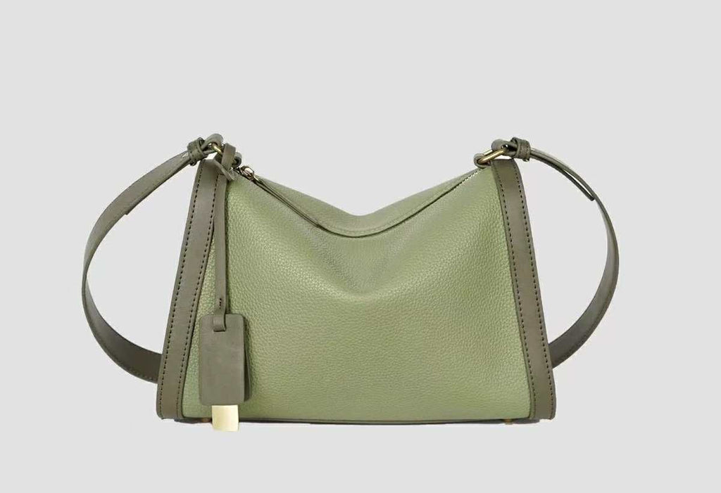Soft Pebbled Shoulder Bag-Olive Green
