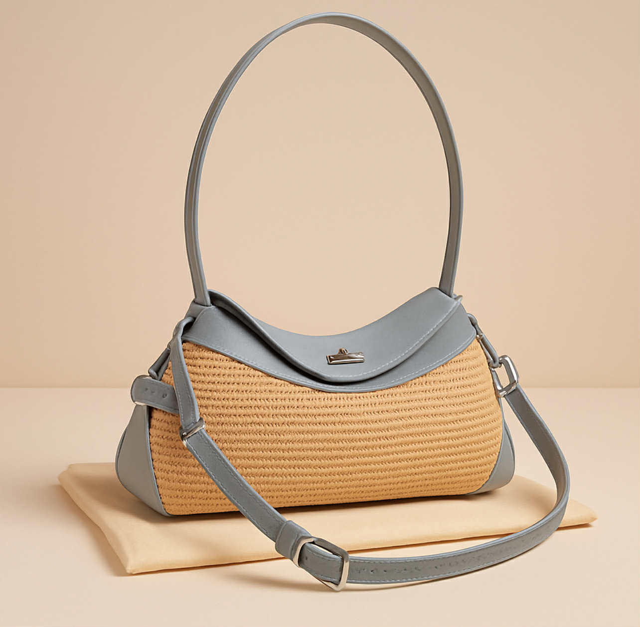Willow Two-Tone Woven Shoulder Bag