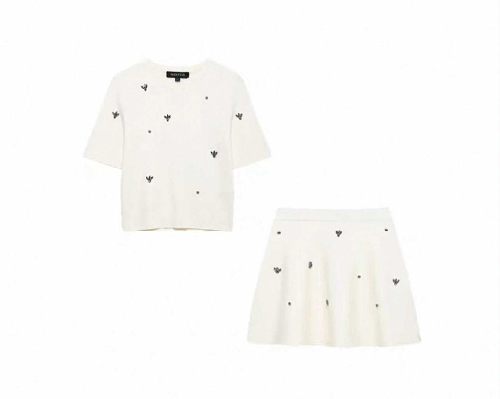 White Embroidered Two-Piece Set
