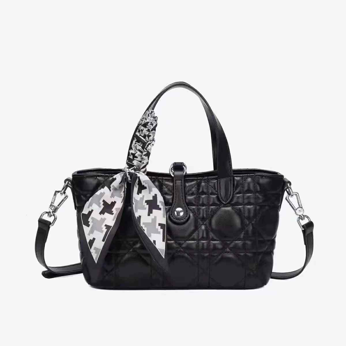 Quilted Black Top Handle Bag
