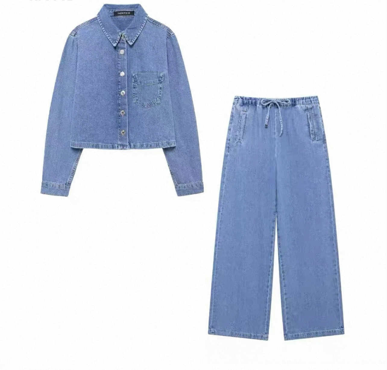 Light Blue Denim Set( top + pant)