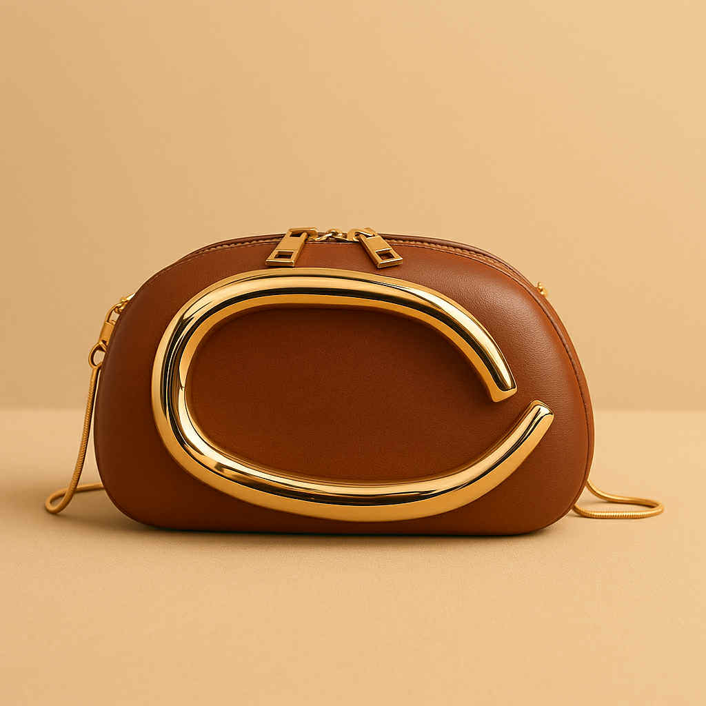 Oval Metal Detail Crossbody Bag