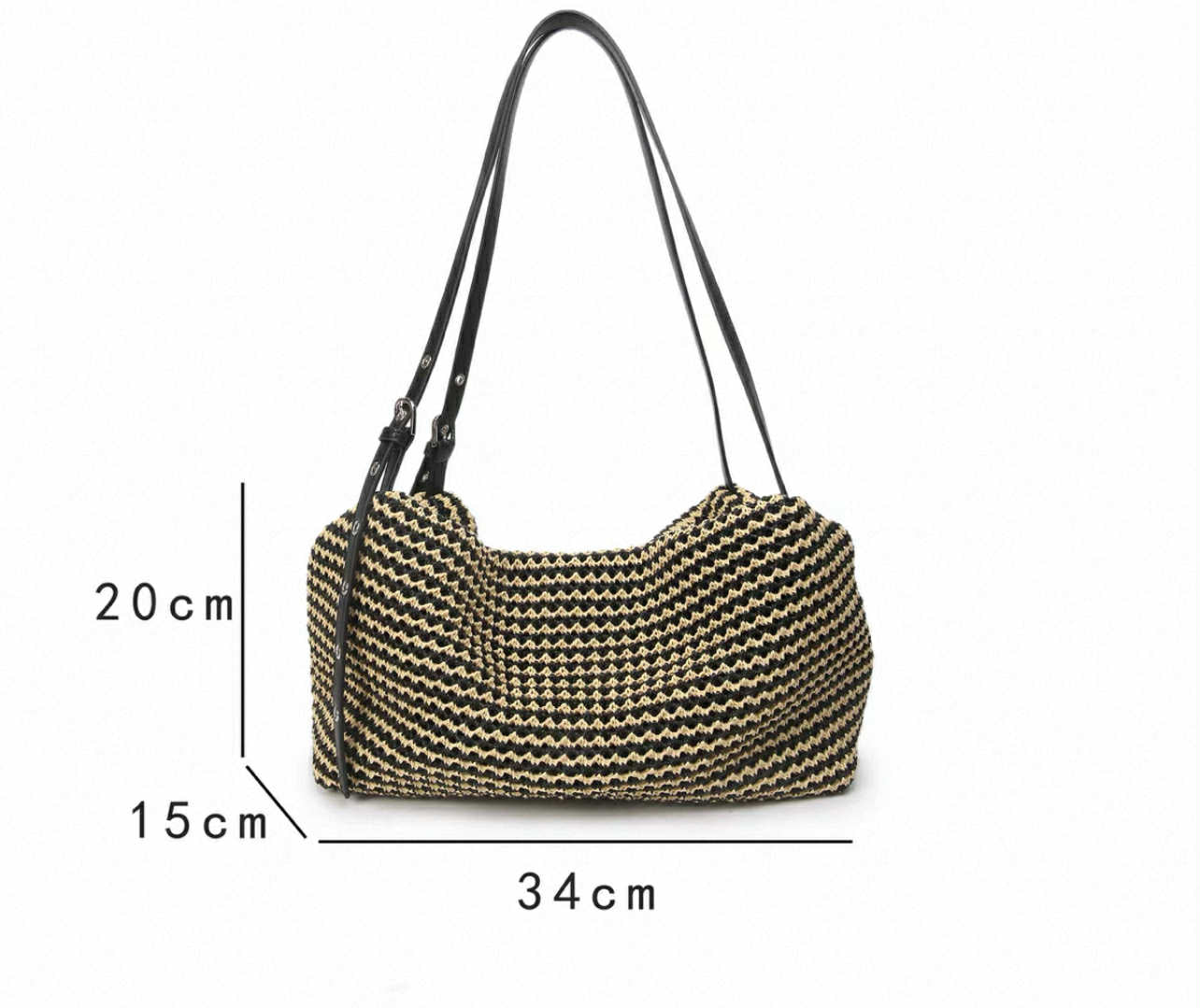 Black & Beige Woven Tote Bag
