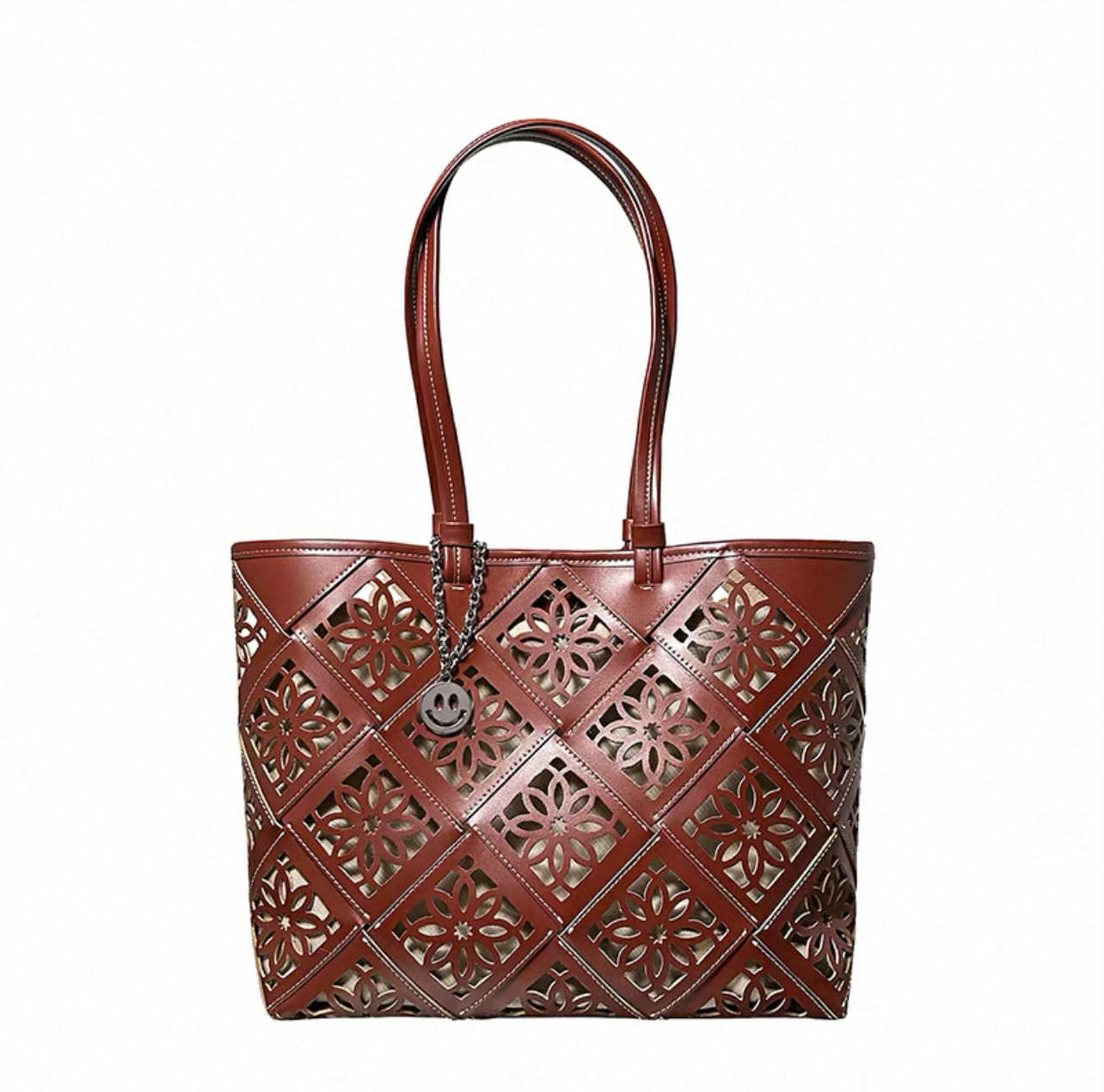 Brown Laser-Cut Tote Bag
