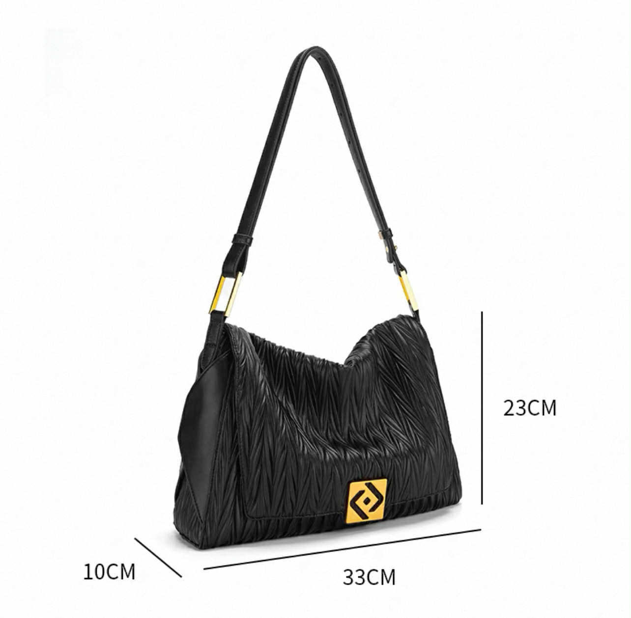 Black  Shoulder Bag with Gold Detail