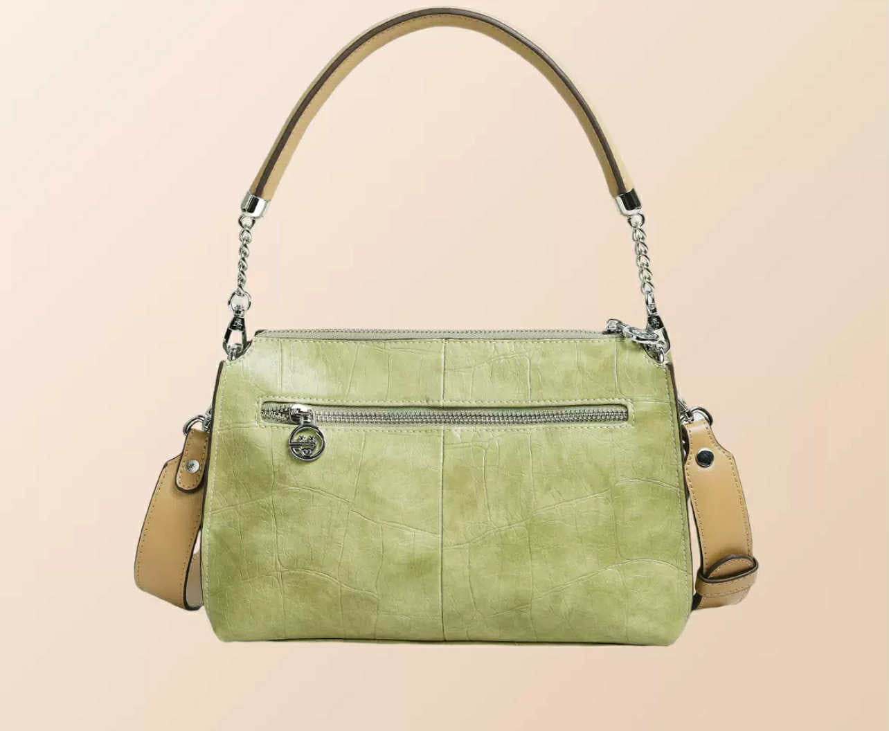 Light Green Croco-Effect Shoulder Bag