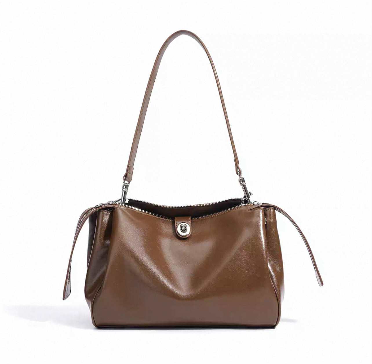 Brown Glossy Shoulder Bag