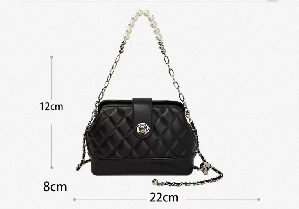 Quilted Pearl Chain Mini Bag