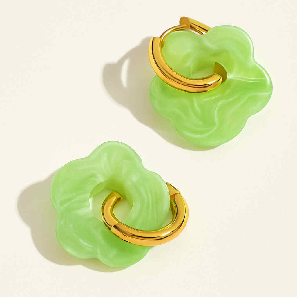 Floral Enamel Hoop Earrings