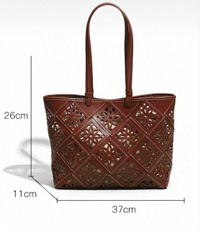 Brown Laser-Cut Tote Bag