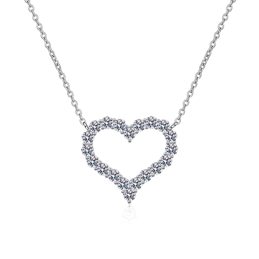 Silver Sparkle Heart -Zircon crystal Necklace
