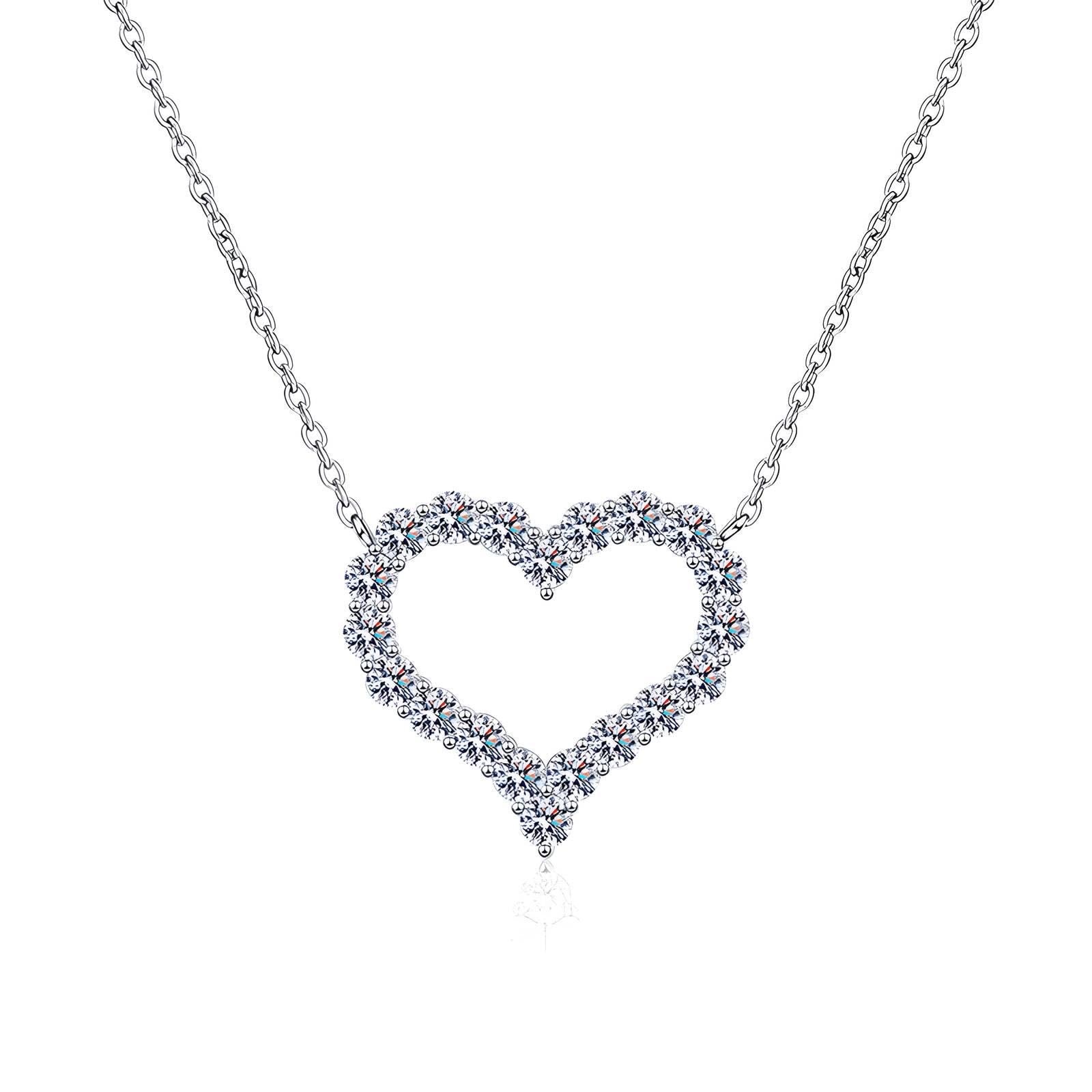 Silver Sparkle Heart -Zircon crystal Necklace