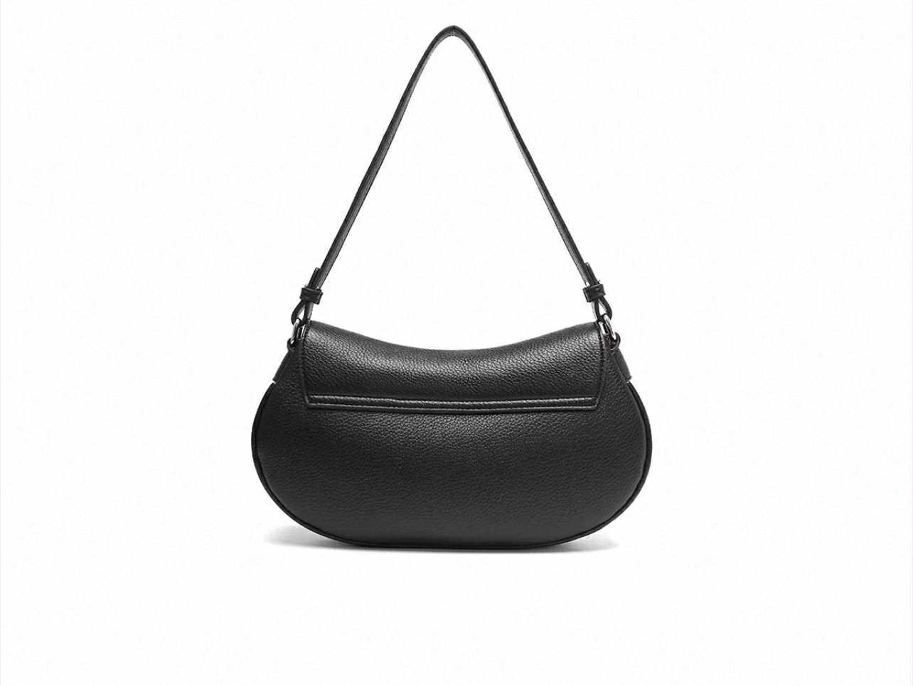 Noir Curve-Black Saddle Crossbody Bag