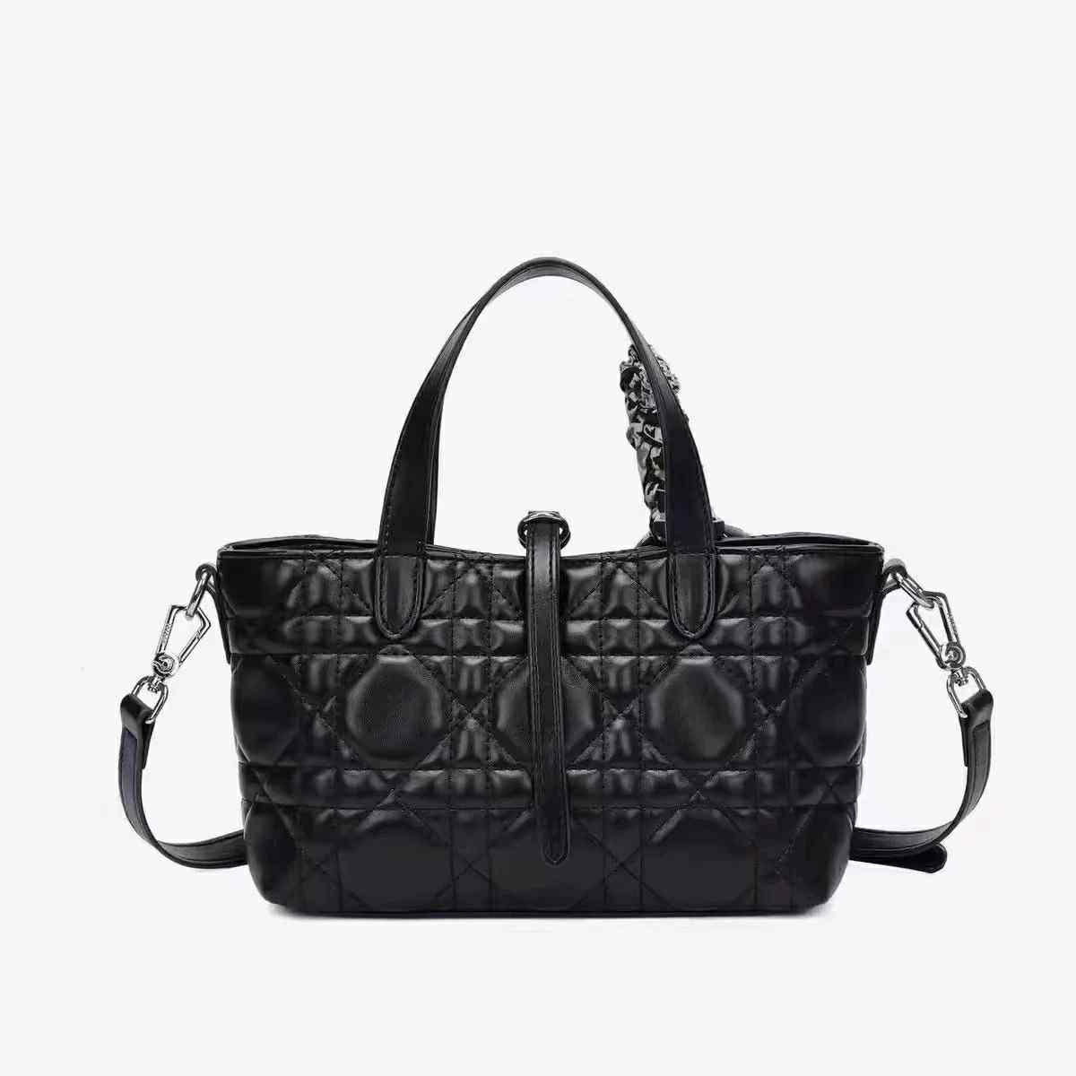Quilted Black Top Handle Bag