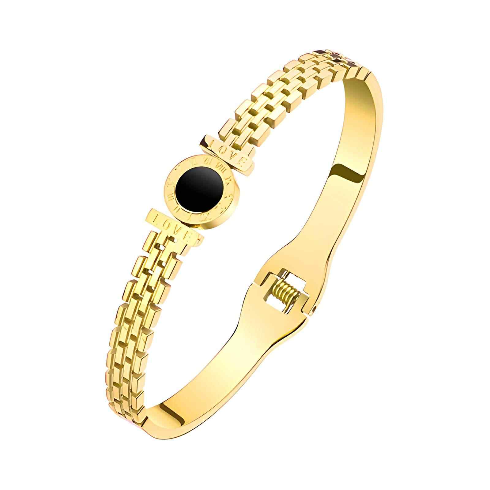 Roman Black Dial Bangle Bracelet