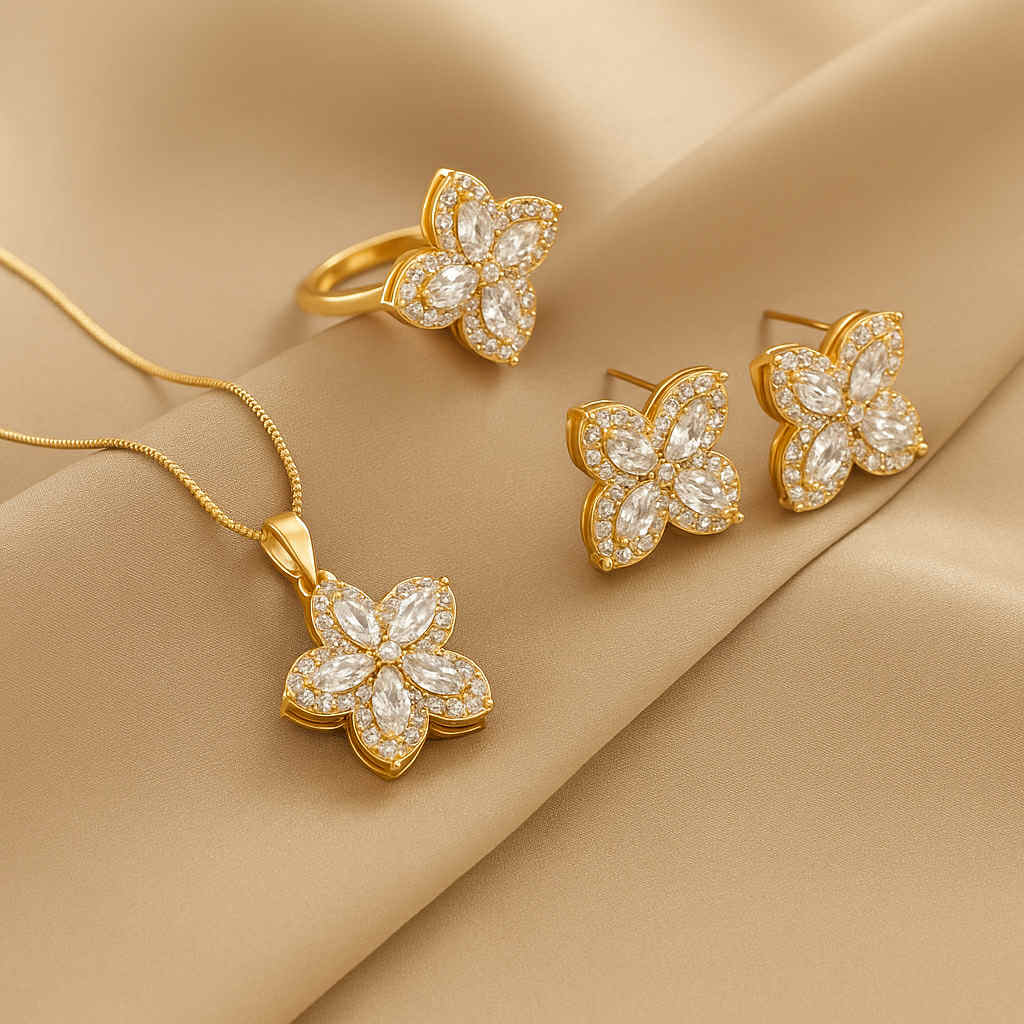 Gold Floral Jewelry Set