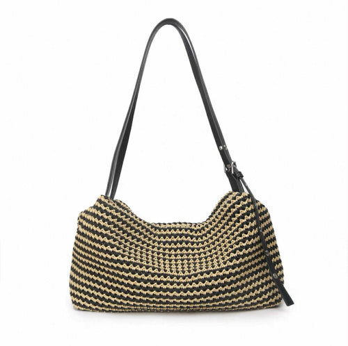 Black & Beige Woven Tote Bag