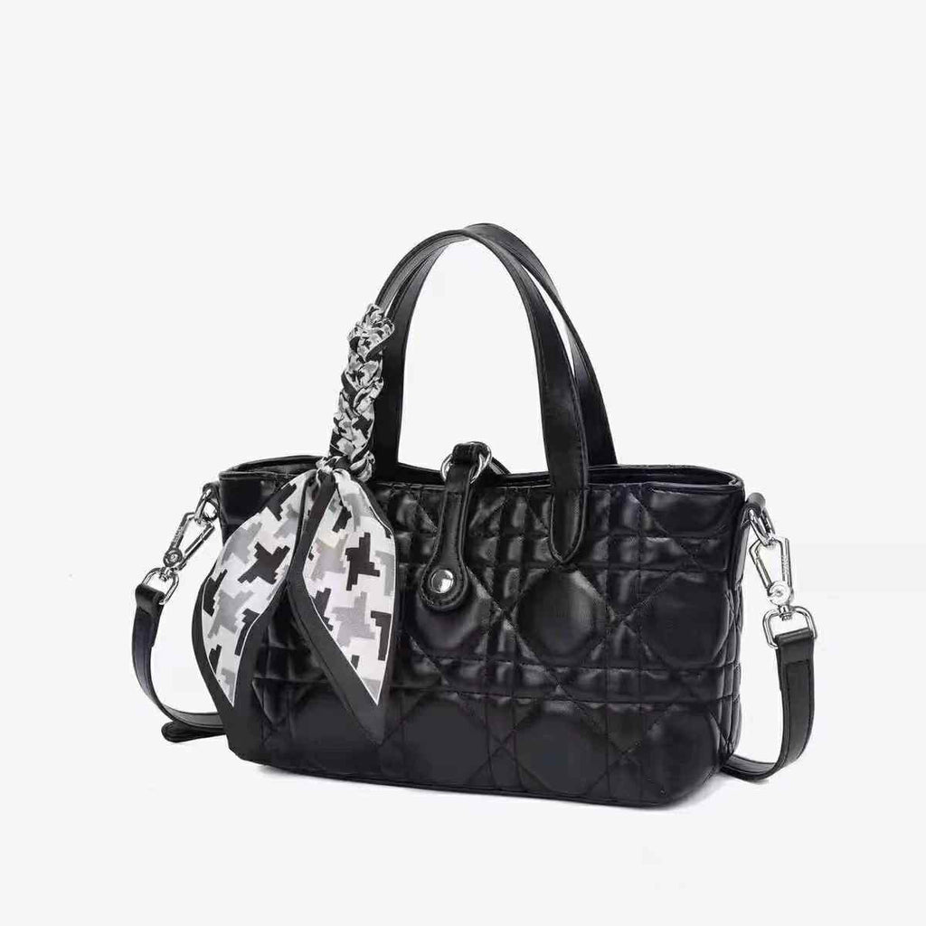 Quilted Black Top Handle Bag