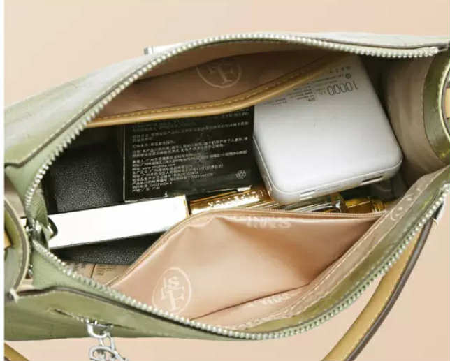 Light Green Croco-Effect Shoulder Bag
