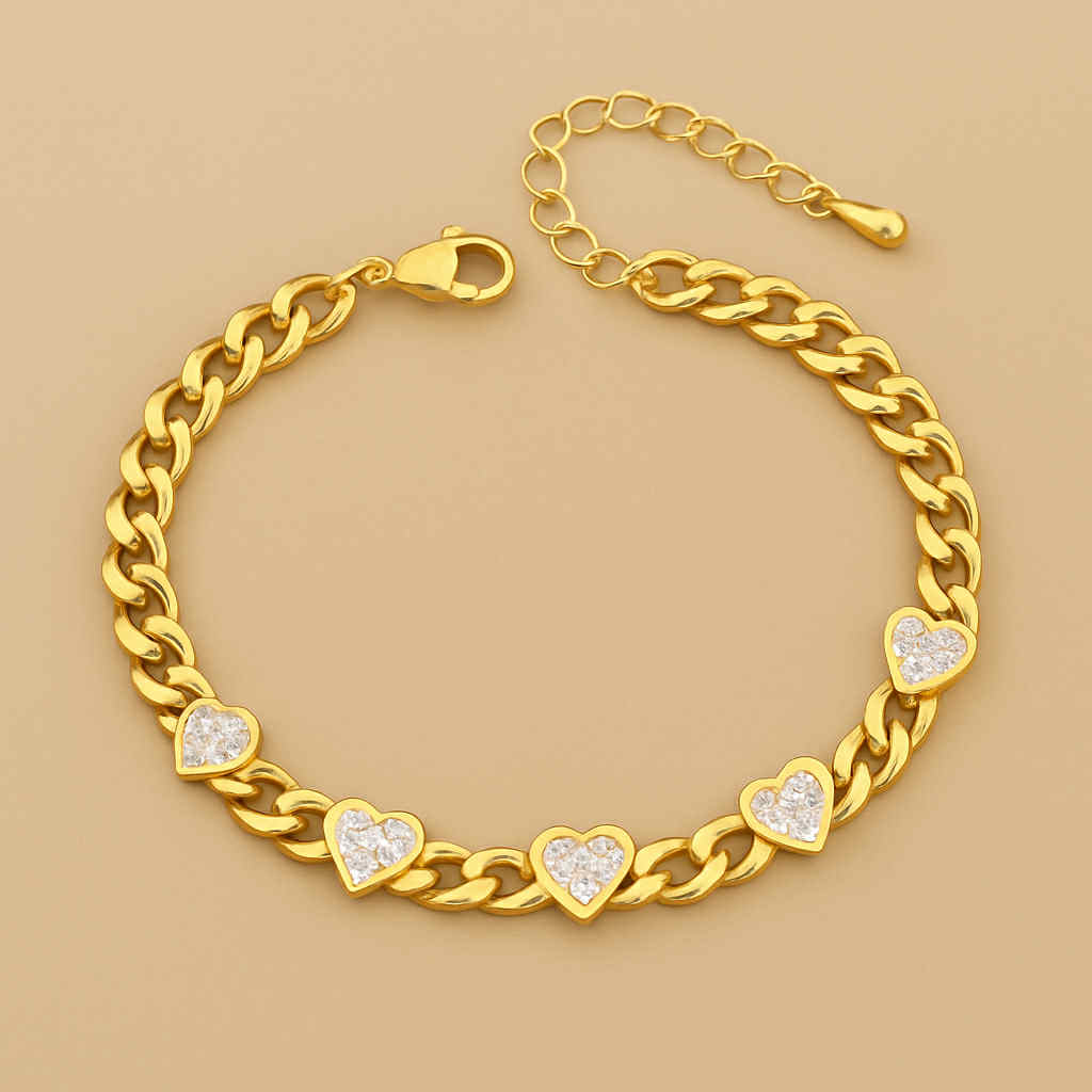 Gold Heart Jewelry Set-Necklace,Bracelet, and Earrings