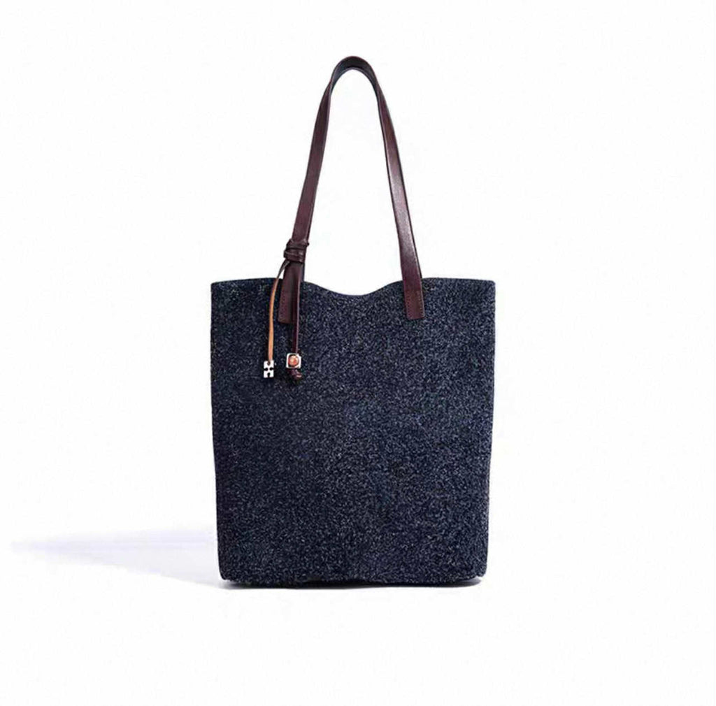 Classic Black Tote With Brown Handles