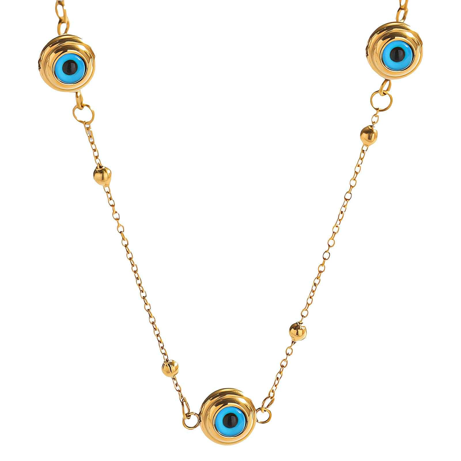 Evil Eye Necklace - Gold and Blue