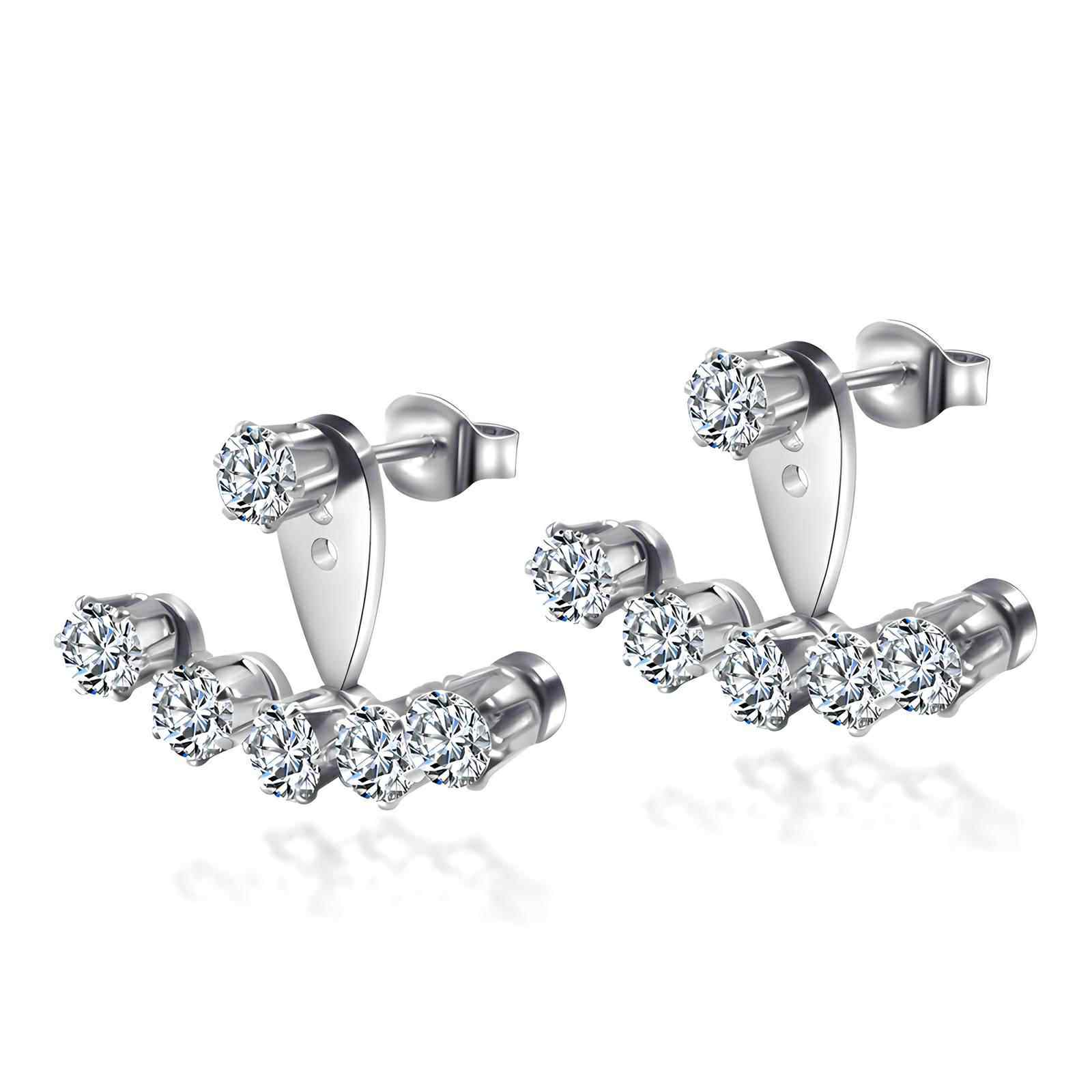 Silver Crystal Fan Earrings