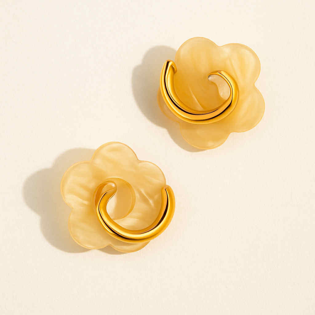Floral Enamel Hoop Earrings