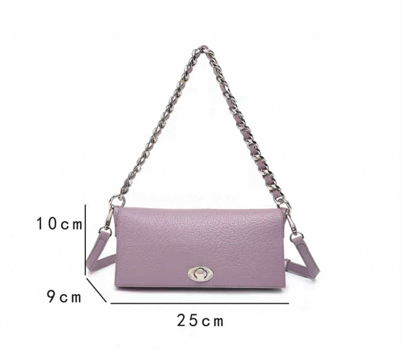 Lilac Shoulder Bag with Silver Chain