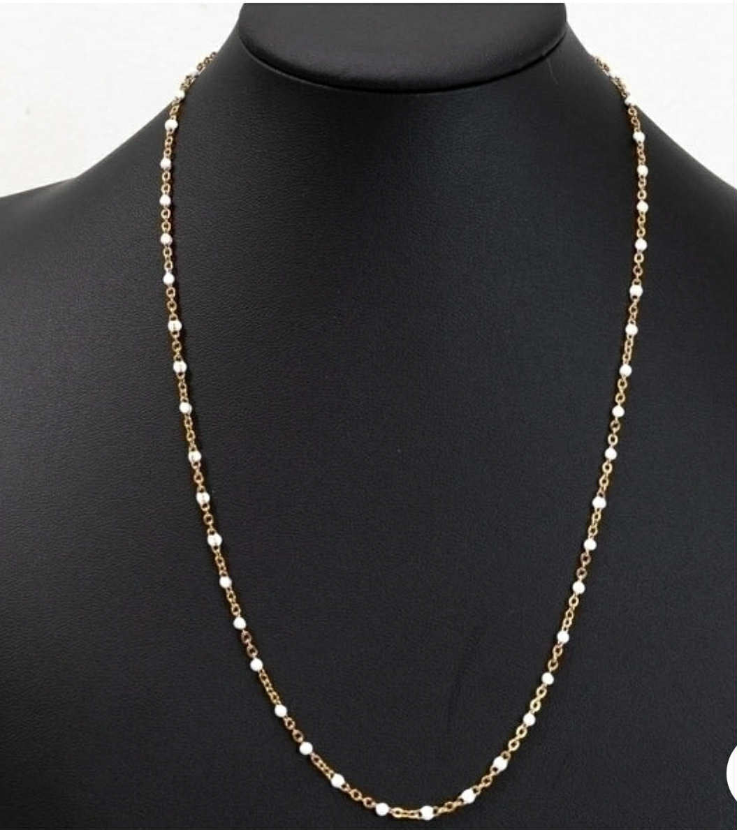 Dainty Pearl Bead Chain Necklace