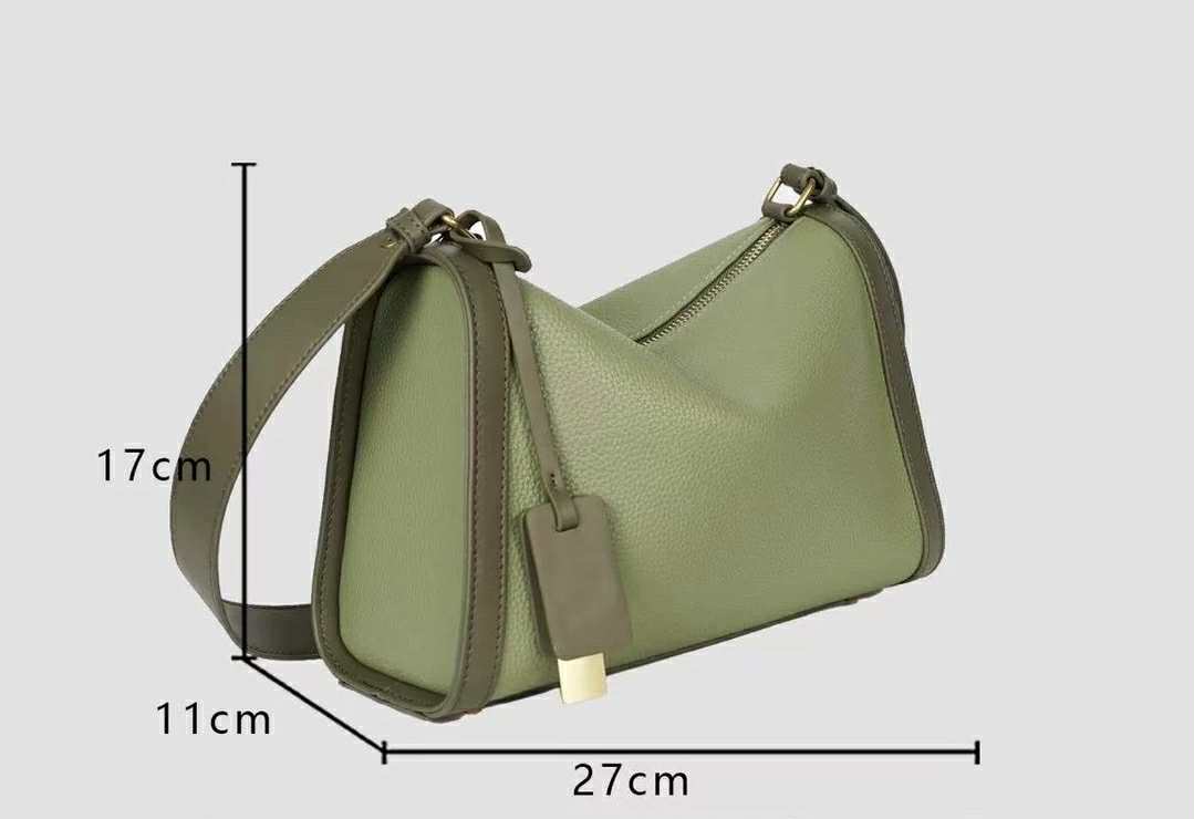Soft Pebbled Shoulder Bag-Olive Green
